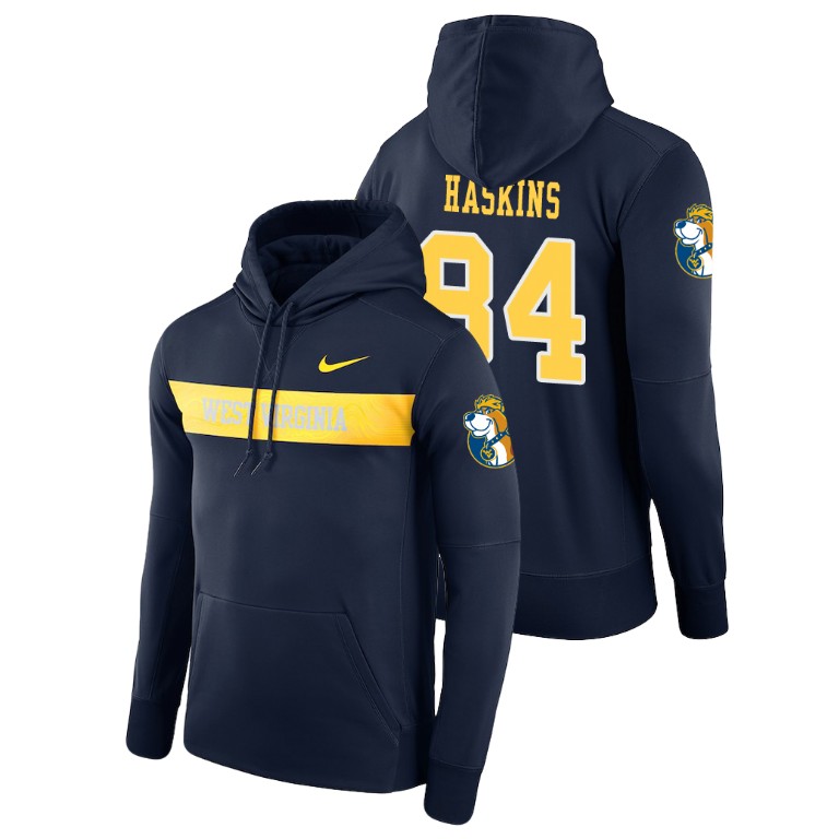 west virginia mountaineers football performance jovani haskins navy sideline seismic men's hoodie