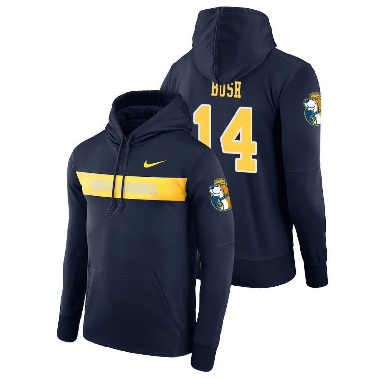 west virginia mountaineers football performance tevin bush navy sideline seismic men's hoodie