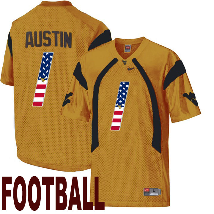 west virginia mountaineers gold 1 tavon austin usa flag college football fashion jersey