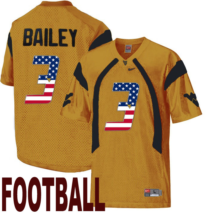 west virginia mountaineers gold 3 stedman bailey usa flag college football fashion jersey