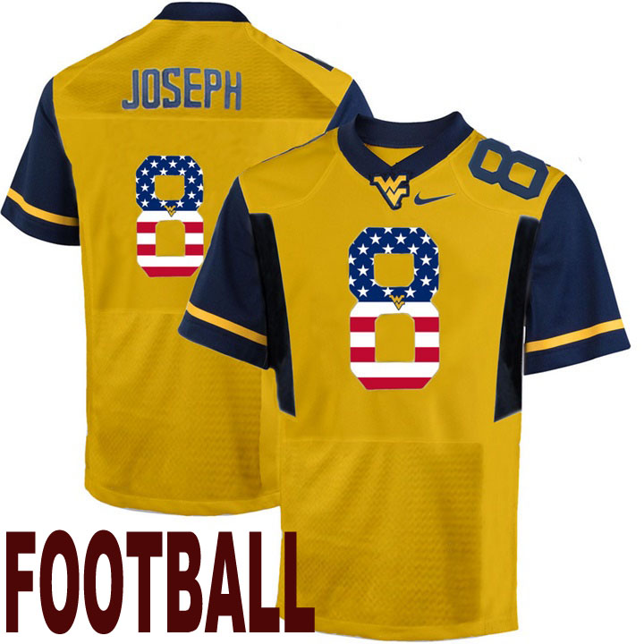 west virginia mountaineers gold 8 karl joseph usa flag college football fashion jersey
