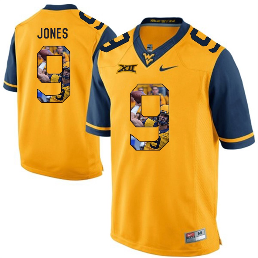 west virginia mountaineers gold adam jones college football player portrait jersey