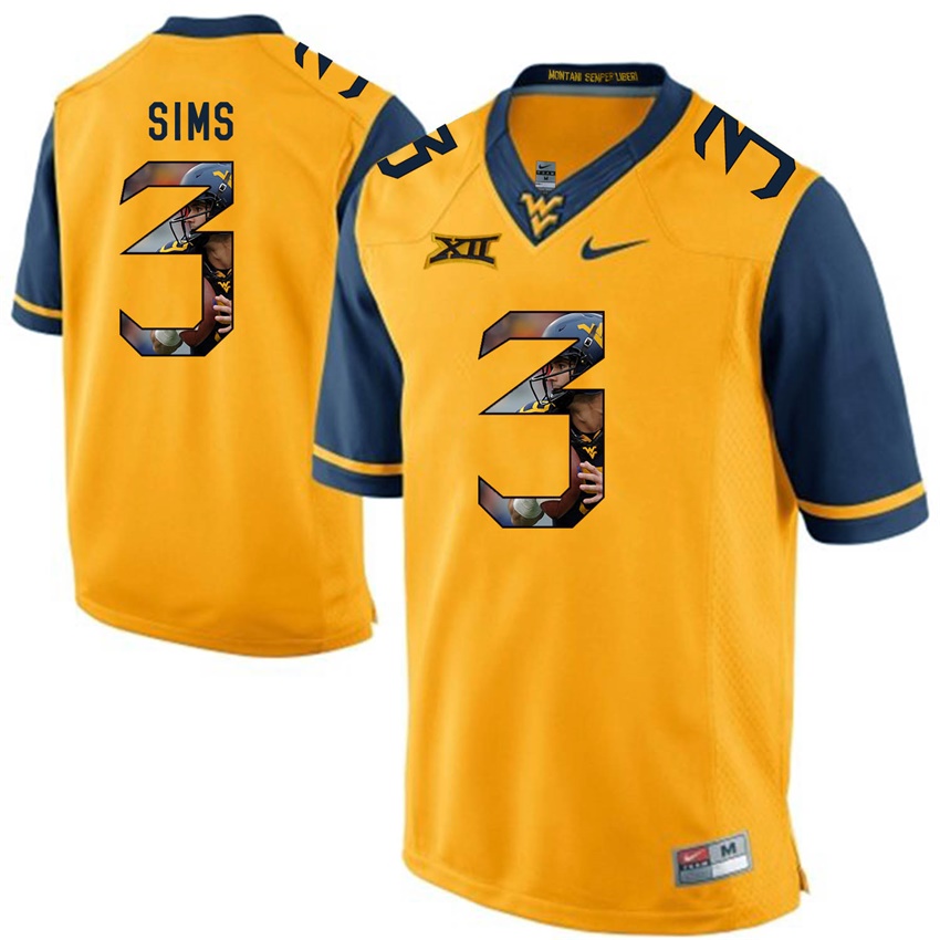 west virginia mountaineers gold charles sims college football player portrait jersey