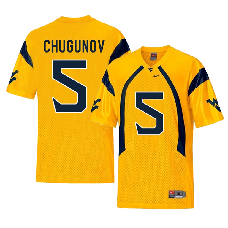 west virginia mountaineers gold chris chugunov college football player jersey