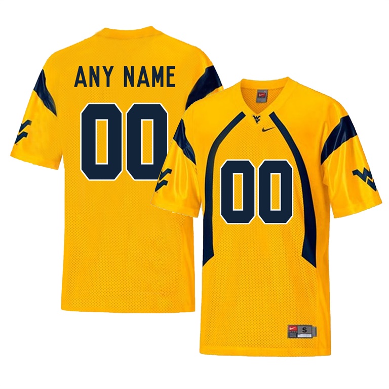 west virginia mountaineers gold custom college football player jersey