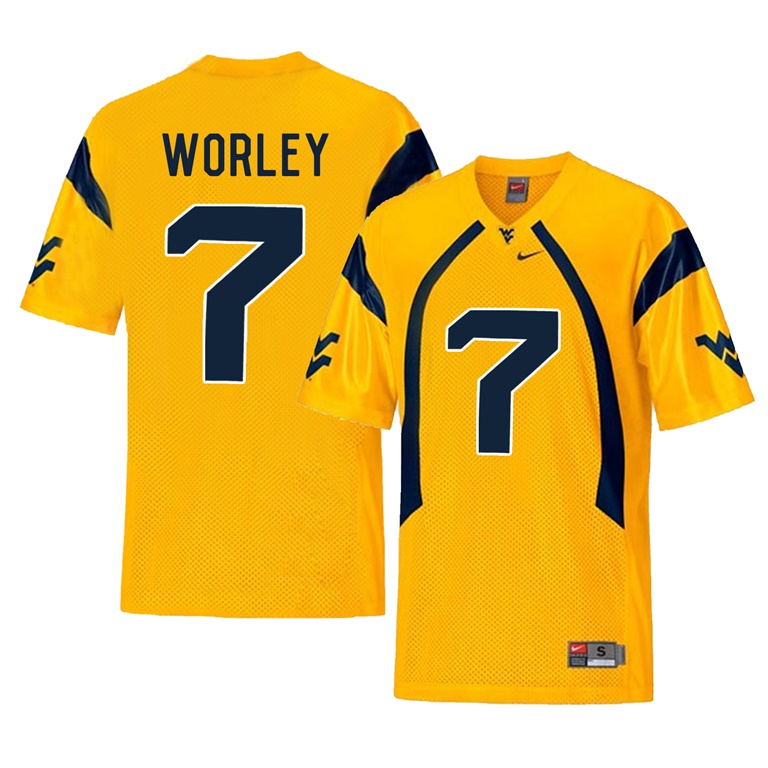 west virginia mountaineers gold daryl worley college football player jersey