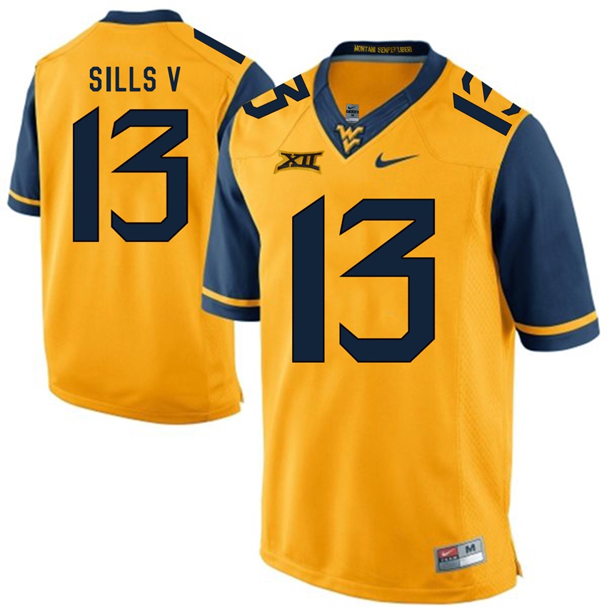 west virginia mountaineers gold david sills v college football jersey