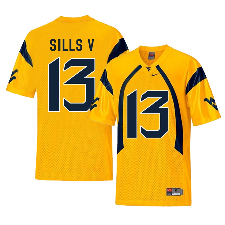 west virginia mountaineers gold david sills v college football player jersey