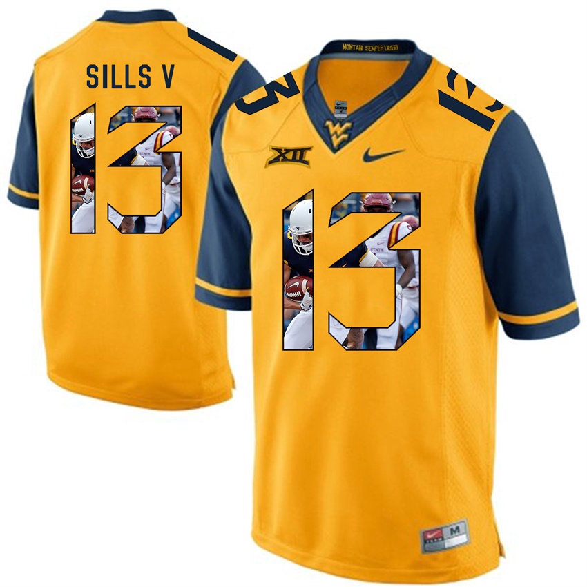 west virginia mountaineers gold david sills v college football player portrait jersey