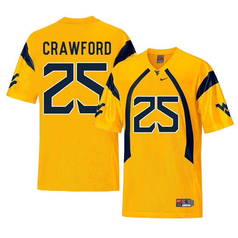 west virginia mountaineers gold justin crawford college football player jersey