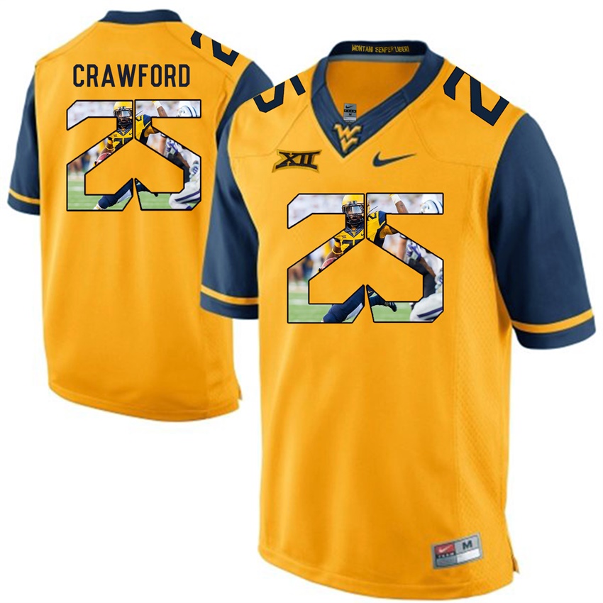 west virginia mountaineers gold justin crawford college football player portrait jersey