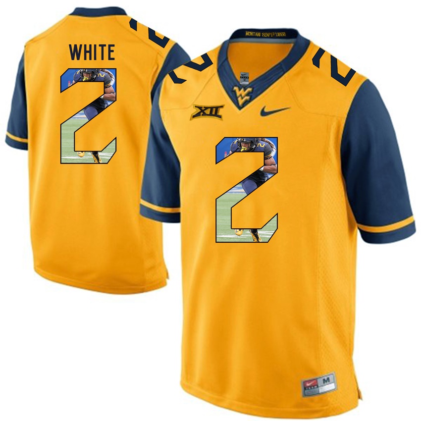 west virginia mountaineers gold ka'raun white college football player portrait jersey