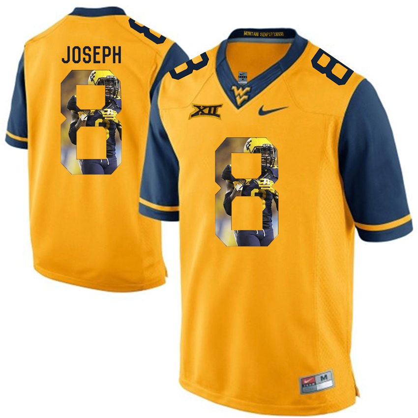 west virginia mountaineers gold karl joseph college football player portrait jersey