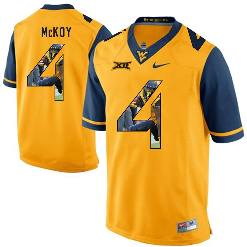 west virginia mountaineers gold kennedy mckoy college football player portrait jersey