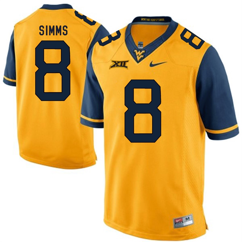 west virginia mountaineers gold marcus simms college football jersey