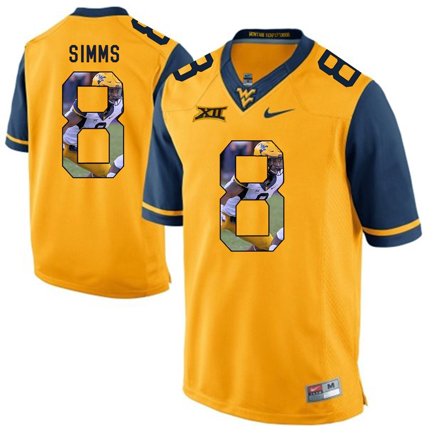 west virginia mountaineers gold marcus simms college football player portrait jersey