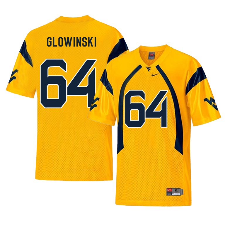 west virginia mountaineers gold mark glowinski college football player jersey