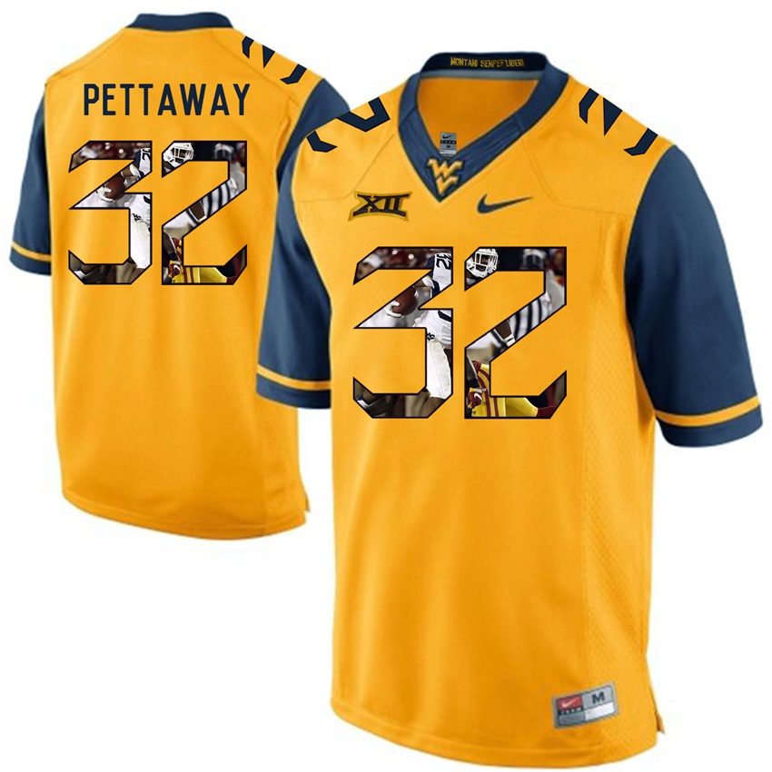 west virginia mountaineers gold martell pettaway college football player portrait jersey