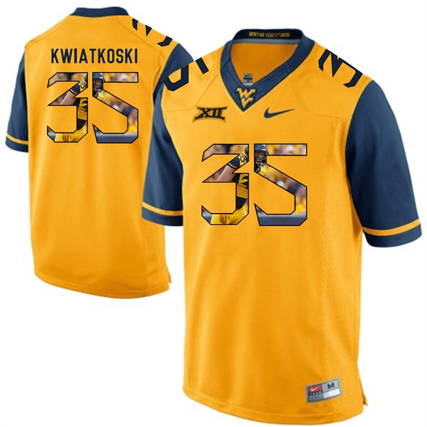 west virginia mountaineers gold nick kwiatkoski college football player portrait jersey