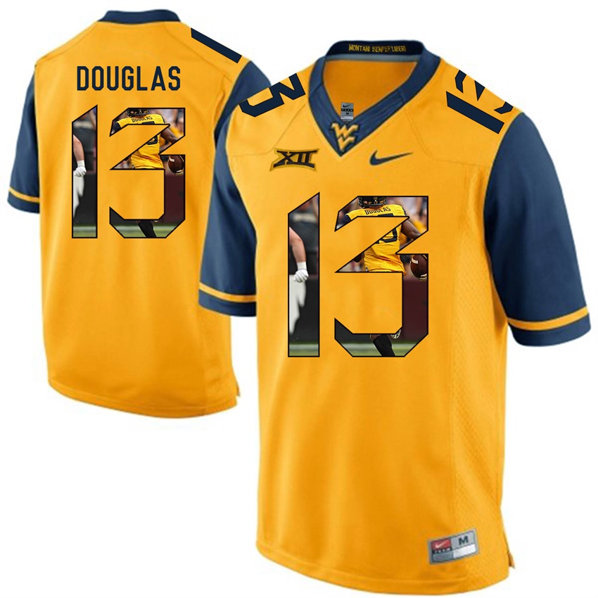 west virginia mountaineers gold rasul douglas college football player portrait jersey