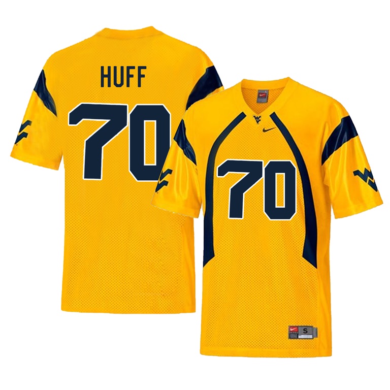west virginia mountaineers gold sam huff college football player jersey