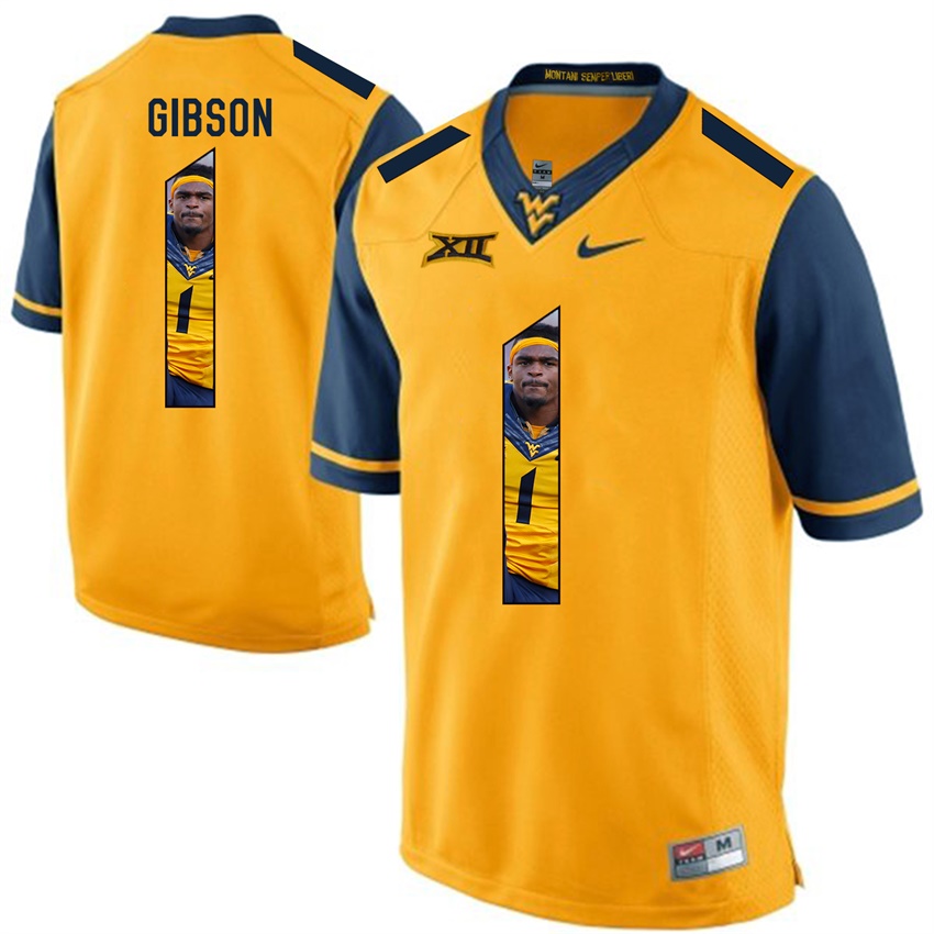 west virginia mountaineers gold shelton gibson college football player portrait jersey