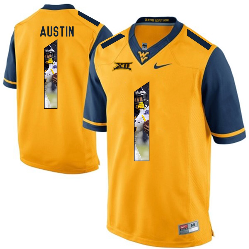 west virginia mountaineers gold tavon austin college football player portrait jersey