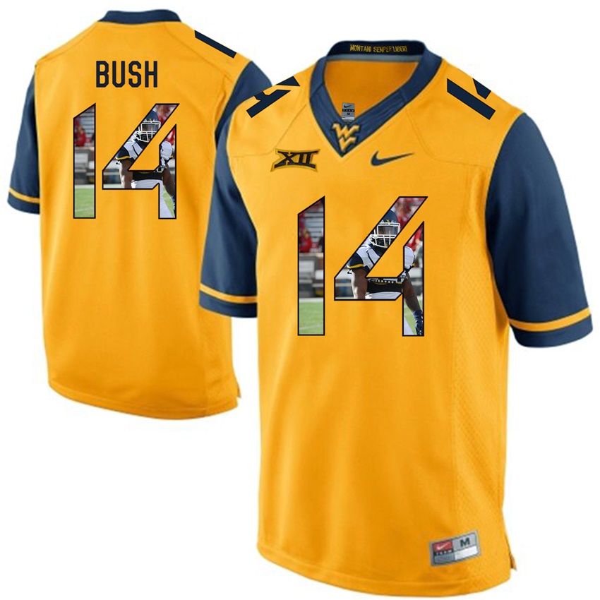 west virginia mountaineers gold tevin bush college football player portrait jersey