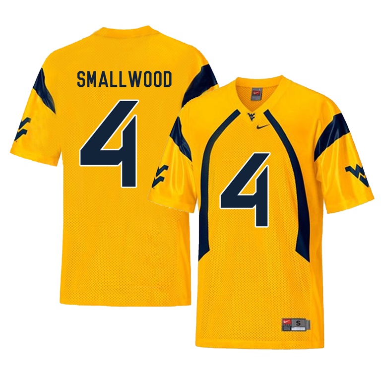 west virginia mountaineers gold wendell smallwood college football player jersey