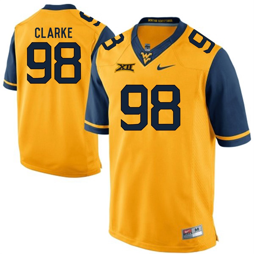 west virginia mountaineers gold will clarke college football jersey