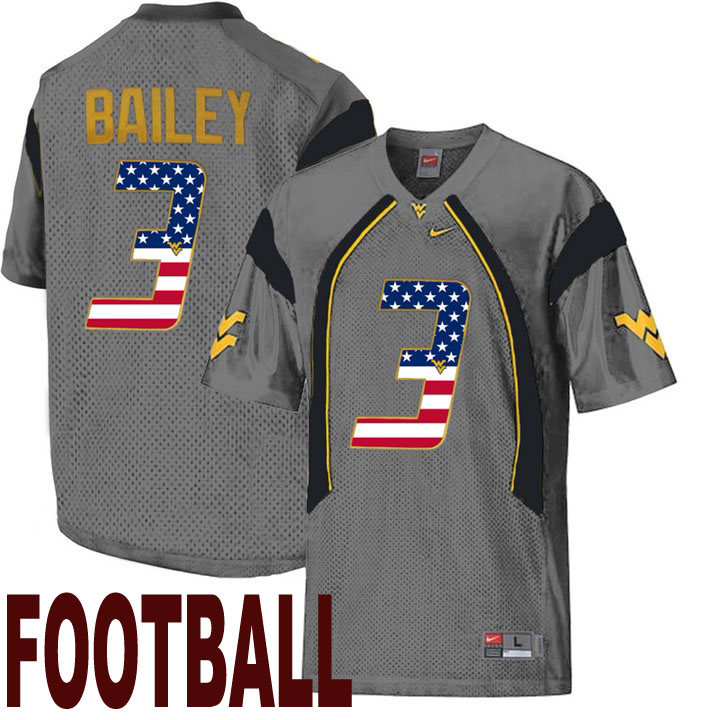 west virginia mountaineers gray 3 stedman bailey usa flag college football fashion jersey