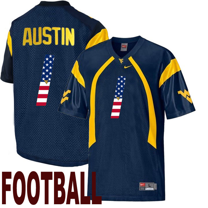 west virginia mountaineers navy 1 tavon austin usa flag college football fashion jersey