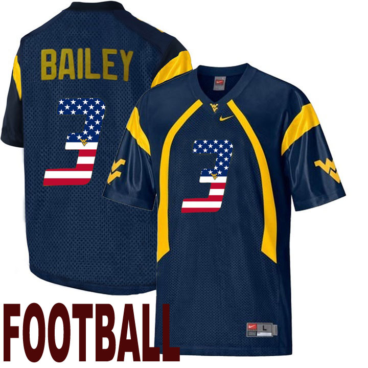 west virginia mountaineers navy 3 stedman bailey usa flag college football fashion jersey