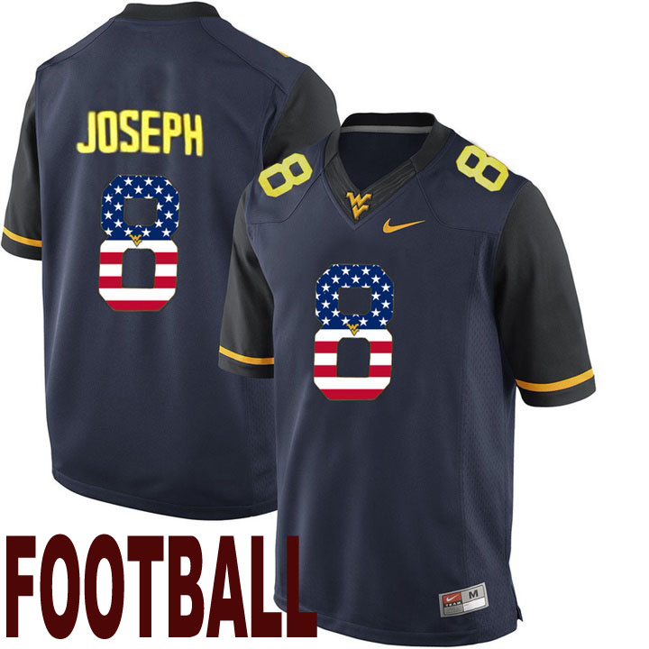 west virginia mountaineers navy 8 karl joseph usa flag college football fashion jersey