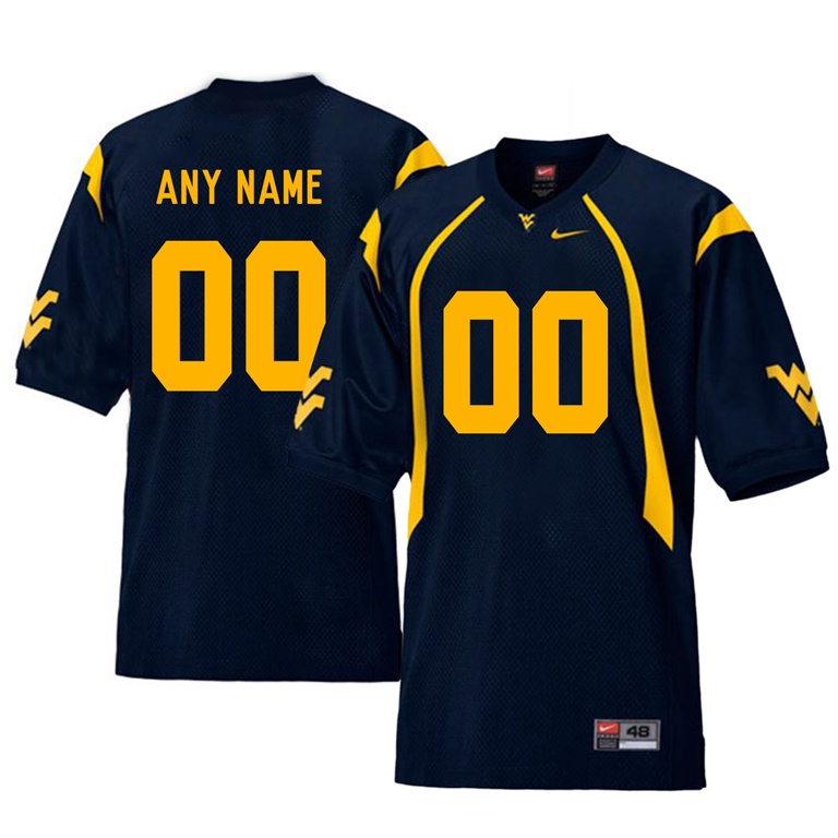west virginia mountaineers navy custom college football player jersey