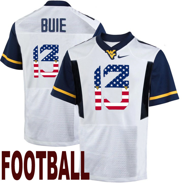 west virginia mountaineers white 13 andrew buie usa flag college football fashion jersey