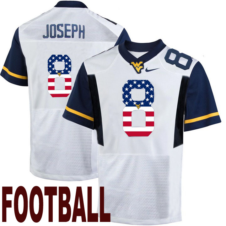 west virginia mountaineers white 8 karl joseph usa flag college football fashion jersey