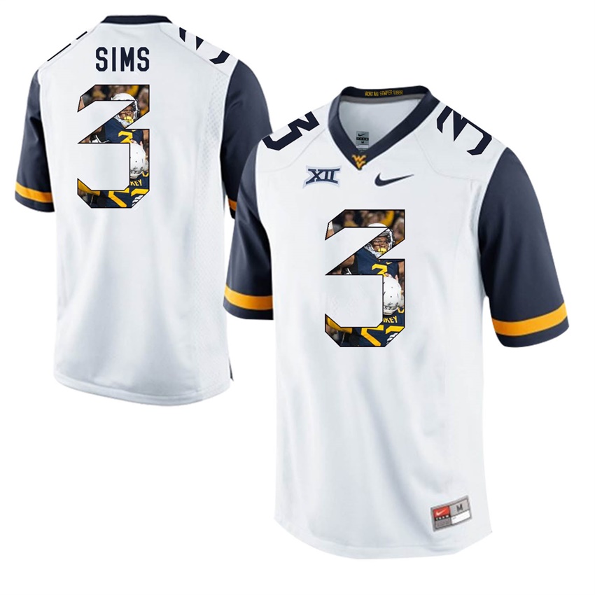 west virginia mountaineers white charles sims college football player portrait jersey