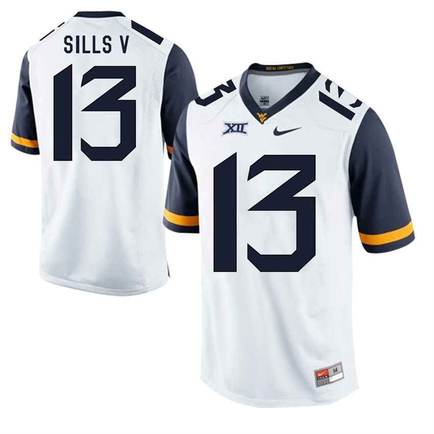 west virginia mountaineers white david sills v college football jersey