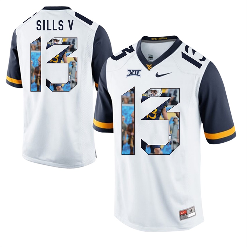 west virginia mountaineers white david sills v college football player portrait jersey
