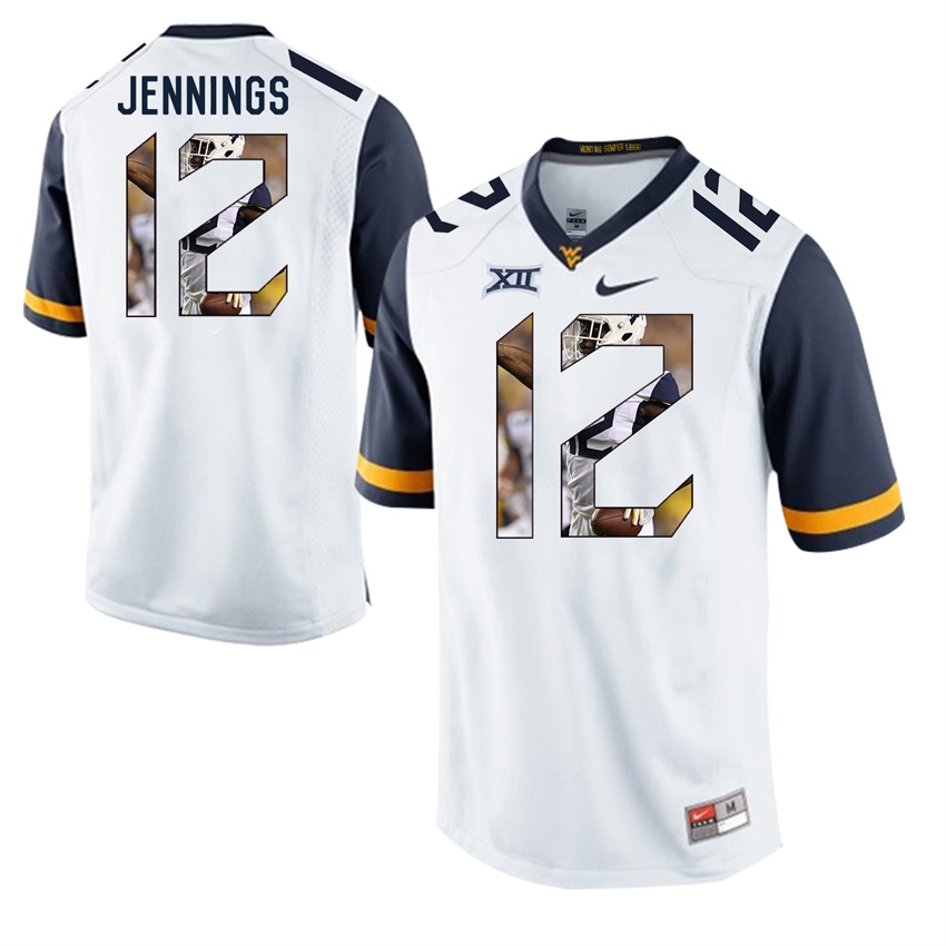 west virginia mountaineers white gary jennings college football player portrait jersey