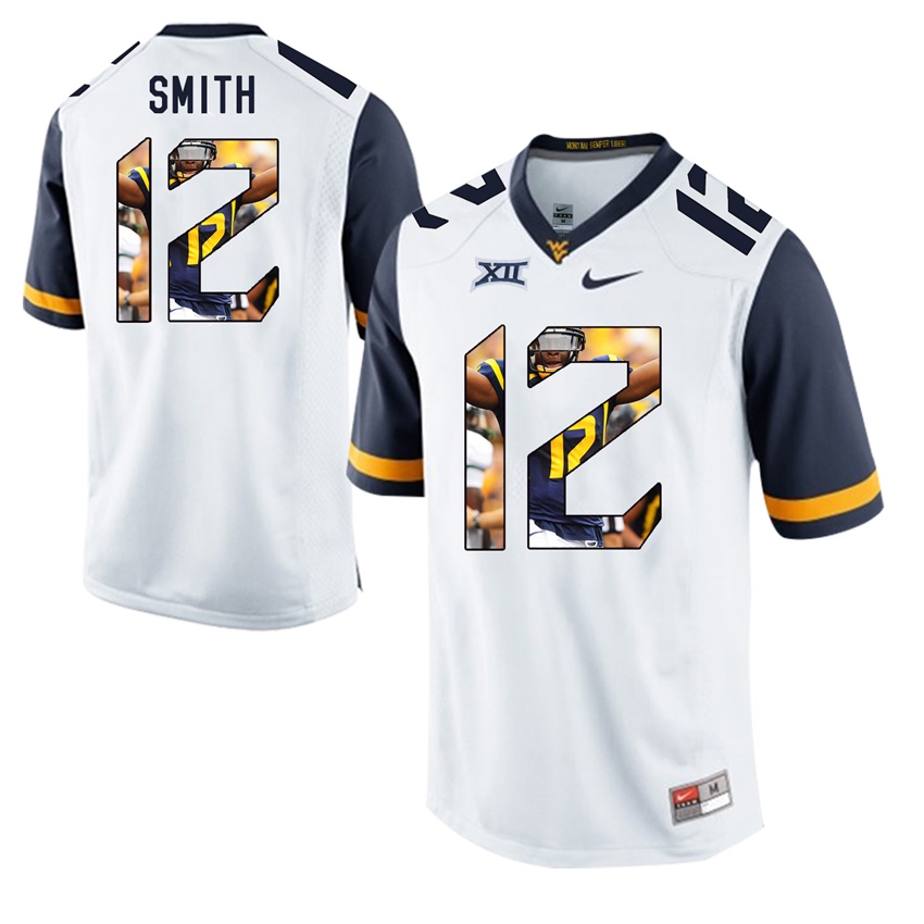 west virginia mountaineers white geno smith college football player portrait jersey