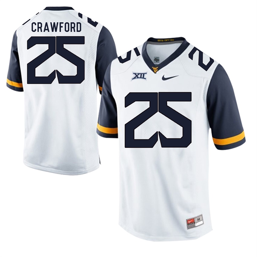 west virginia mountaineers white justin crawford college football jersey