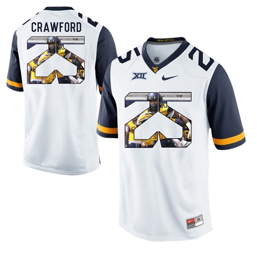 west virginia mountaineers white justin crawford college football player portrait jersey