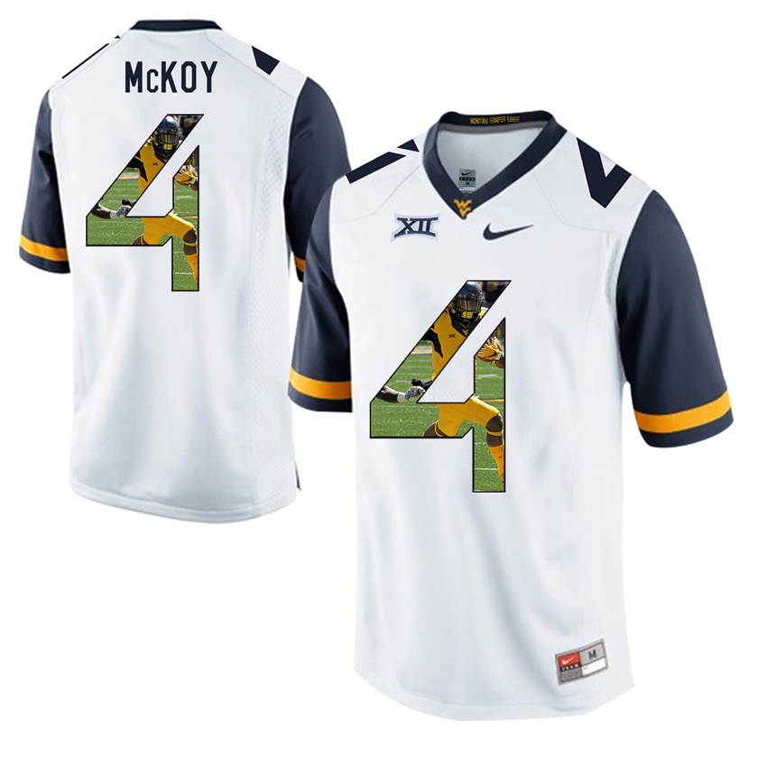 west virginia mountaineers white kennedy mckoy college football player portrait jersey