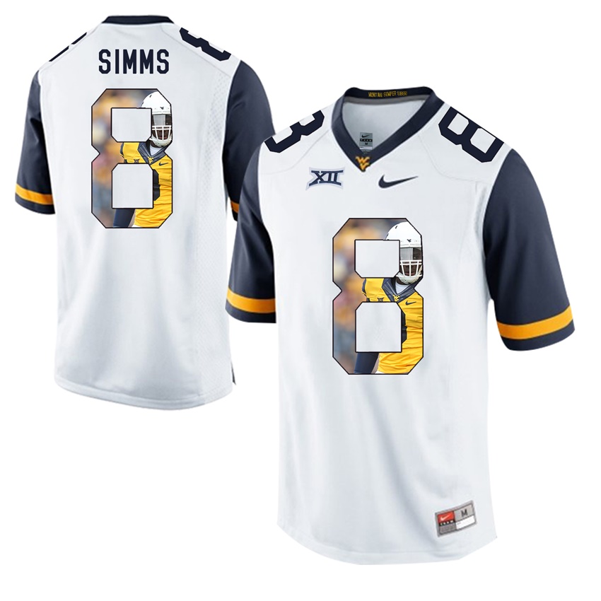 west virginia mountaineers white marcus simms college football player portrait jersey
