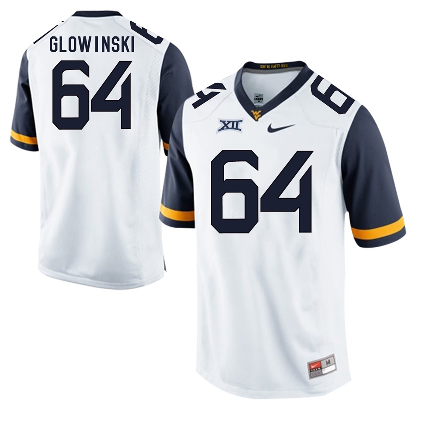 west virginia mountaineers white mark glowinski college football jersey