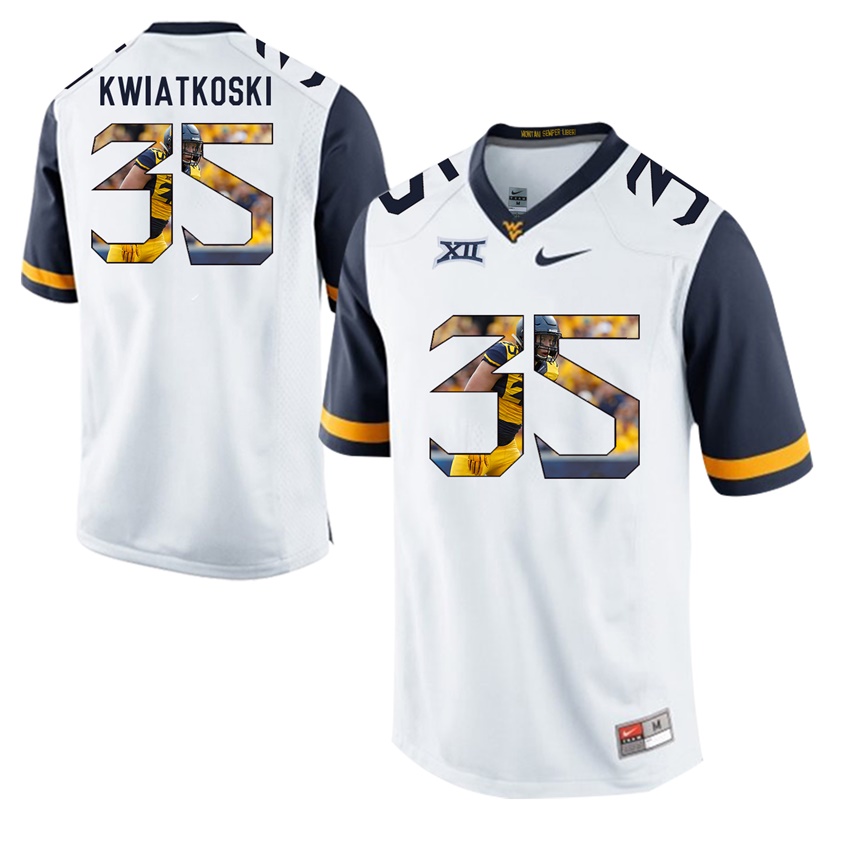 west virginia mountaineers white nick kwiatkoski college football player portrait jersey