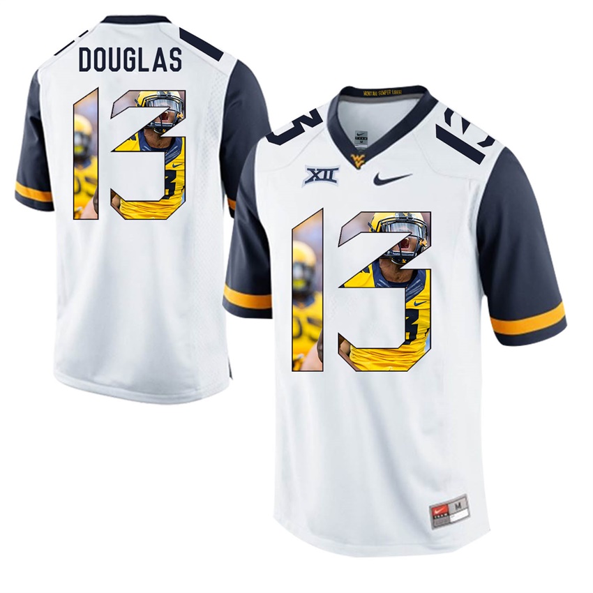 west virginia mountaineers white rasul douglas college football player portrait jersey