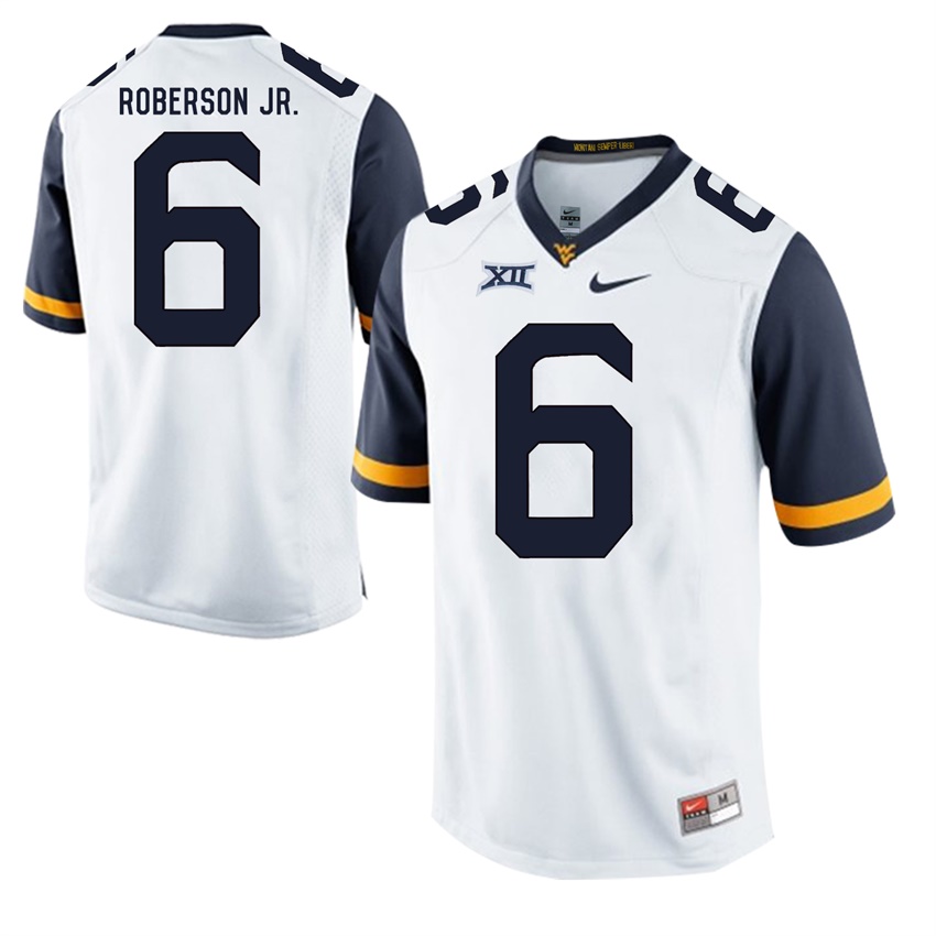 west virginia mountaineers white reggie roberson jr. college football jersey